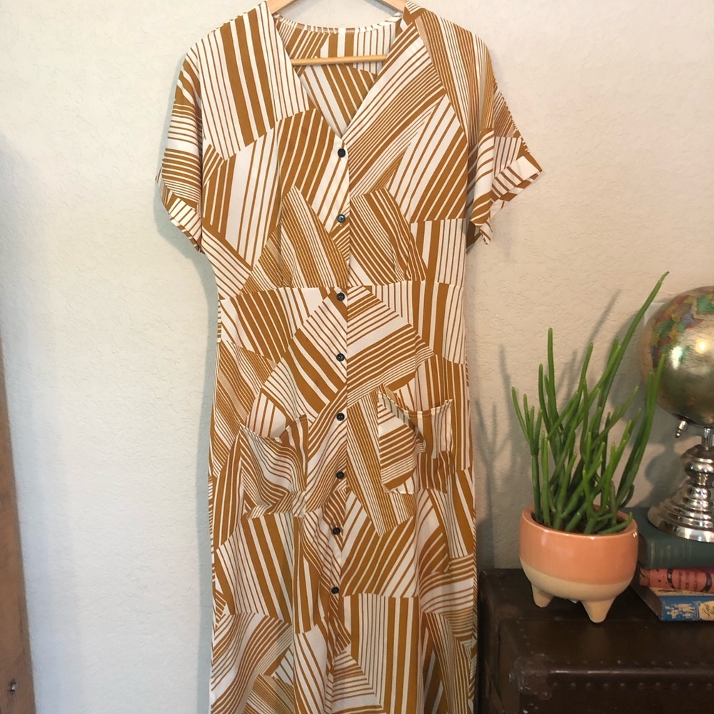 Retro button front dress